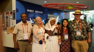 Janet Lee with new friends from around the world