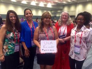 Rita Puig, Jimena Sagas, and Janet Lee during the First Time Attendees session